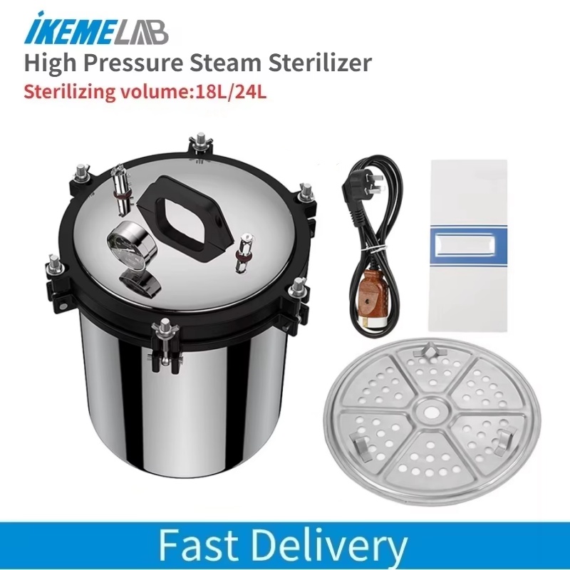 Medical Laboratory - IKEME 18/24L Máquina Autoclave Portátil Aquecimento
